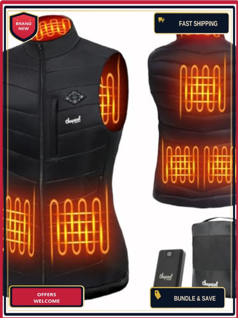 Heated Vest for Women with Battery Pack, 3 Heat Settings, Waterproof Nylon,